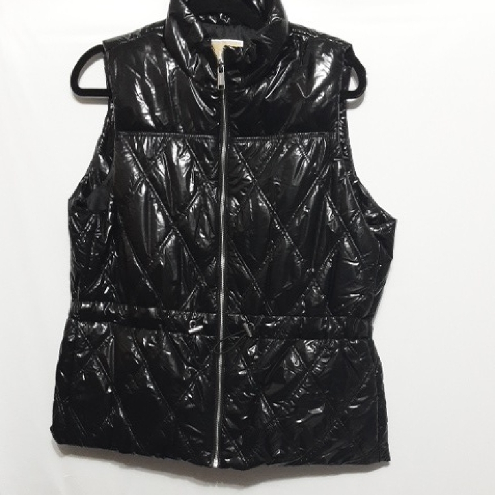 MICHAEL Michael Kors Shiny Black Quilted Women' s‎ L Vest